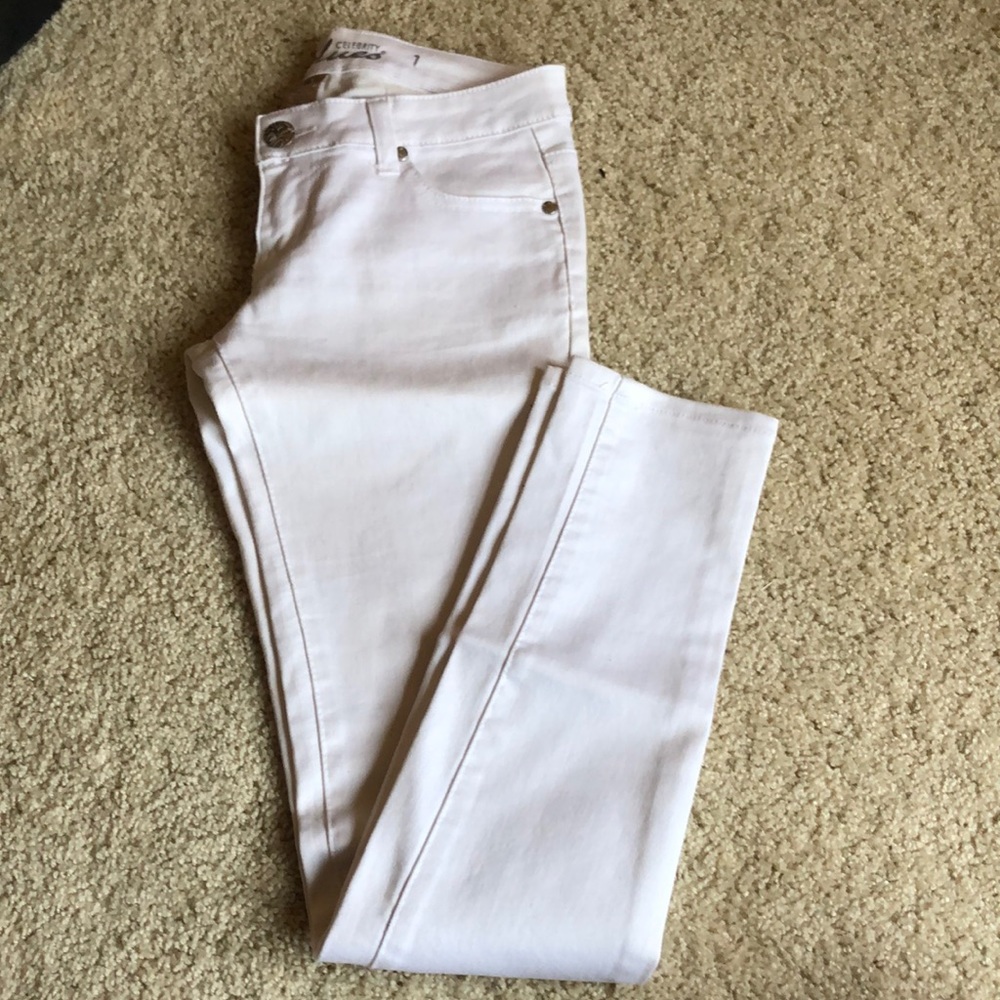 Low rise white jeans